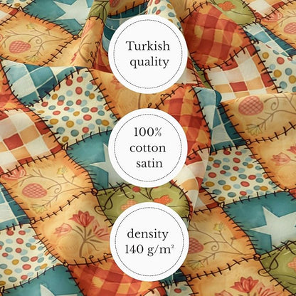 100% Cotton Fabric by the Yard – Turkish Quality Quilting & Sewing Fabric, 1 Yard x 1.69 Yards Wide, Patchwork Cotton for Crafts