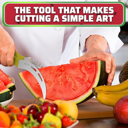 2-in-1 Watermelon Cutter Slicer Tool – Create Clean 1" Cubes & Slices with Watermelon Slicer for Cutting & Serving – Stainless Steel Fruit Cutter Kitchen Gadget for BBQ, Picnic, Camping & Snack Prep