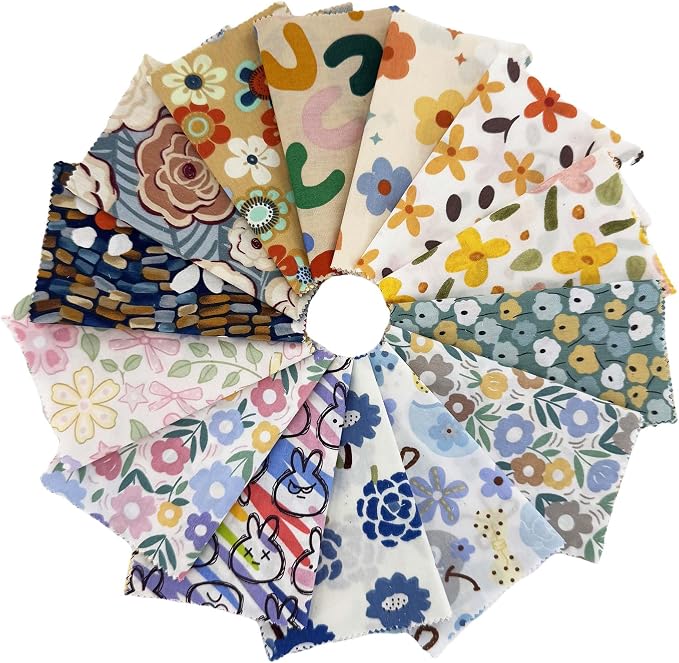 14 Colors Floral Cotton Fabric Squares - 42 Pcs 5x5 Inch Precut Quilting Bundle, 3 of Each Color | Retro Ditsy Print Charm Pack for Sewing, Patchwork & DIY Crafts