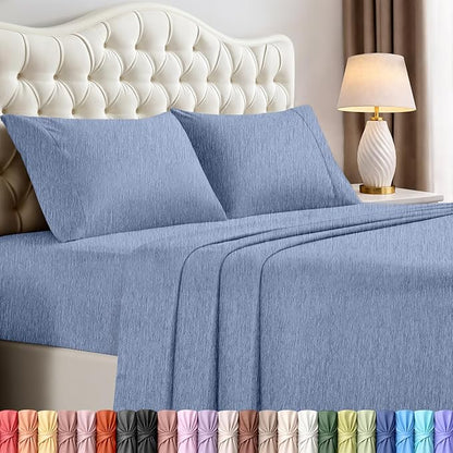 Utopia Bedding King Size Sheet Set – 4 Piece Bed Sheets, Soft and Breathable Microfiber, Includes 1 Fitted Sheet, 1 Flat Sheet and 2 Pillowcases – Oeko Tex (Heather Navy)