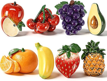 Renmxj 8 Pcs Mini Resin Fruit Magnets for Fridge, Cute Tiny Decorative Fridge Magnets, for Kitchen Refrigerator Office Locker Decoration(Multicolor)