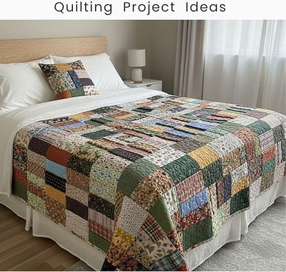 Cotton Fabric Squares Bundle 8x8 Inches – 25 Pcs Assorted Floral & Vintage Prints, 100% Cotton Satin, Quilting Patchwork Sewing Craft Fabric, Random Mix