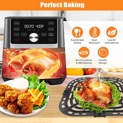 Air Fryer Replacement Tray for Instant Pot Vortex 6 in 1 6 QT Gourmia GAF735 6 QT, Original Air Fryer Accessories Grill Pan Plate Crisper Plate Rack Parts,Dishwasher Safe