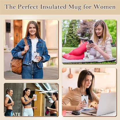 20 Oz Insulated Coffee Cup with Lid Car Tumbler Travel Mug Women House Warming Luxury Office Coworker Hostess Bachelorette Engaged Gifts Housewarming First Apartment Essential New Home Must Have