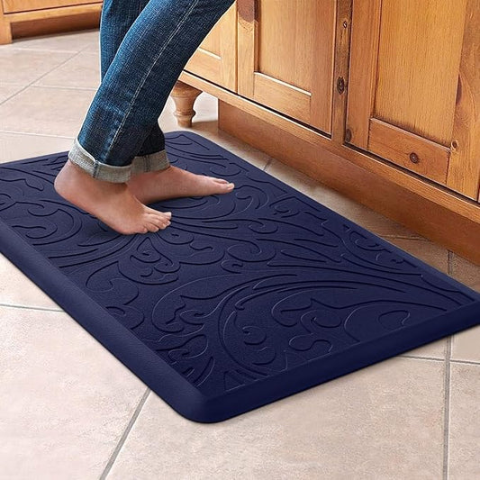 KMAT Kitchen Mat Cushioned Anti-Fatigue Waterproof Non-Slip Standing Mat Ergonomic Comfort Rug for Home,Office,Sink,Laundry,Desk 17.3" (W) x 28"(L),Blue