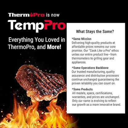 TempPro TP620 Instant Read Meat Thermometer Digital, Cooking Thermometer with Large Auto-Rotating LCD Display, Waterproof Food Thermometer Digital for Kitchen, BBQ, or Grill (Previously ThermoPro)