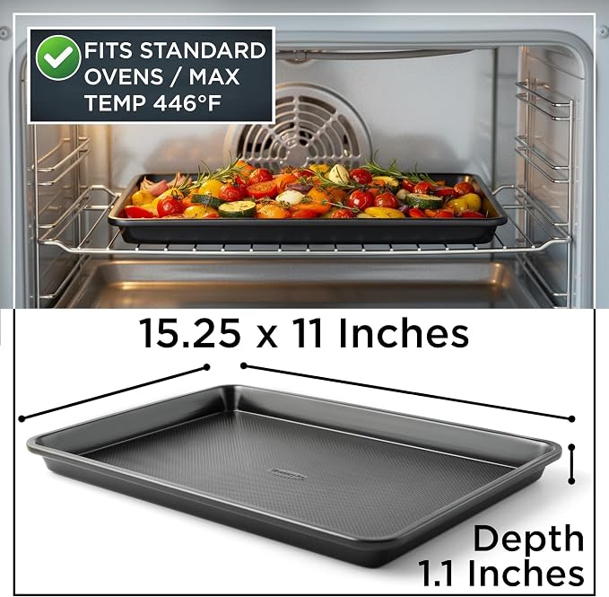 Wrenbury Jelly Roll Pan 15x10 Nonstick – Carbon Steel Swiss Roll Cookie Baking Sheet Oven Freezer and Dishwasher Safe with 10 Year Guarantee
