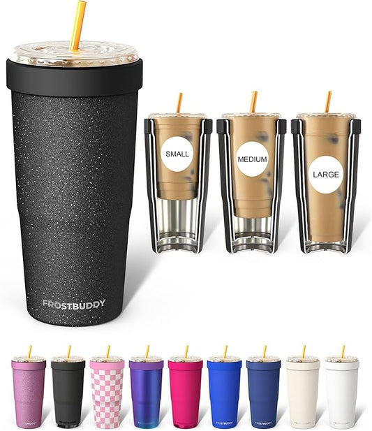 Frost Buddy Togo Buddy 30 oz Stainless Steel Vacuum Insulated Tumbler To Go Coffee Cup – Iced Coffee Cups, Iced Coffee Sleeve, Travel Mug, Thermal Cup for Hot & Cold Drinks, Dunkin Cup (Dark Glitz)