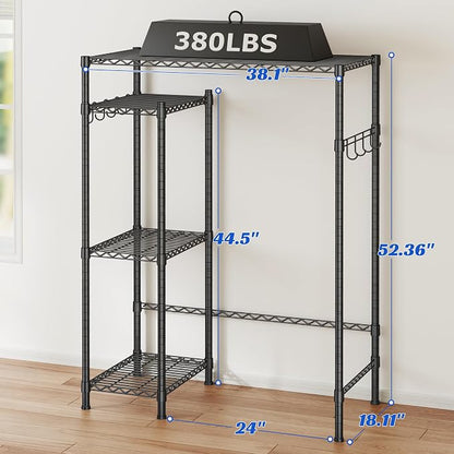 REIBII Mini Fridge Cabinet with Storage Shelves,4 Tier Space-Saving Dorm Room Mini Fridge Stand,Adjustable Utility Microwave Stand Storage Education Shelf for Dorm Kitchen,38.1Wx18.11Dx52.36H