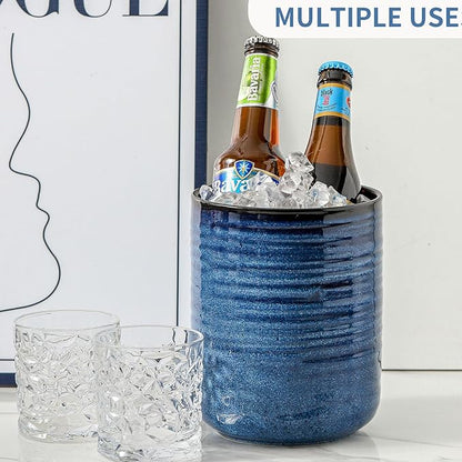 HASENSE Large Ceramic Utensil Holder, 7.4" Kitchen Utensil Crock for Countertop, Modern Farmhouse Utensil Organizer Caddy for Cooking Utensil Set, Blue Kitchen Decor