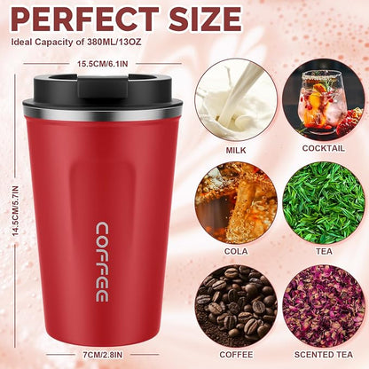 MOMSIV 12oz Travel Mug, Insulated Coffee Cup with Leakproof Lid, Vacuum Stainless Steel Double Walled Reusable Tumbler for Hot and Cold Water Coffee and Tea In Travel and Car