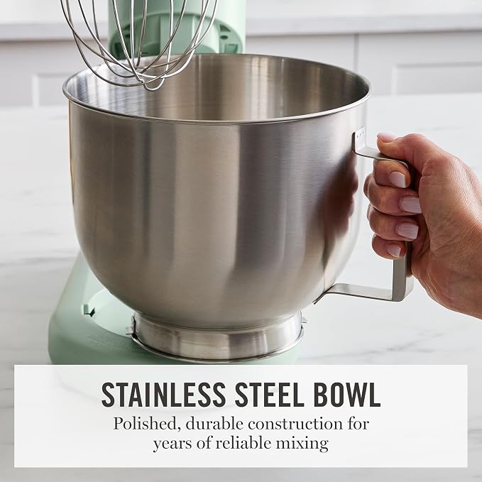 Martha Stewart 5.3Qt Stand Mixer, 12-Speed Tilt-Head Electric Kitchen Mixer with Stainless Steel Bowl, Dough Hook, Whisk & Beater, Splash Guard, Ideal for Baking Bread, Cake & Whipping, Honeydew Green