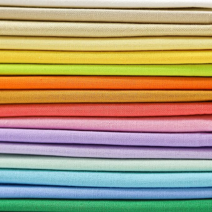 18 * 21inch Cotton Fabric, Premium Fabric Pure Quilting Fat Quarter Bundles Patchwork for Sewing DIY Craft (Macaron, 16PCS)