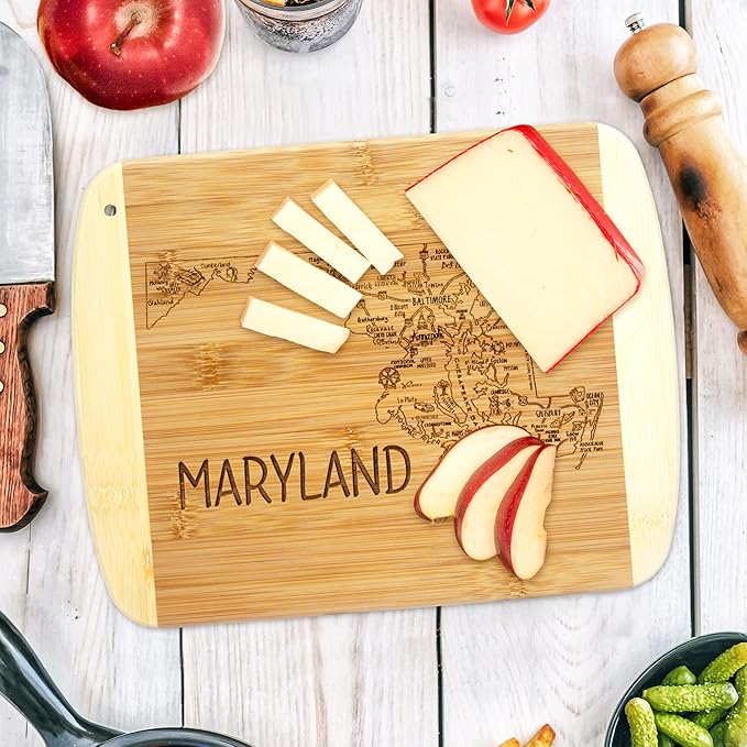 Totally Bamboo A Slice of Life Maryland State Serving and Cutting Board, 11" x 8.75"
