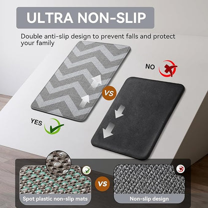 YDKGL Kitchen Rugs Non Slip Washable Kitchen Mats for Floor, Super Absorbent Oil and Water Linen-Look Woven Runner Rug, Kitchen Sink Mat Standing Mat, Gray 17"x47"