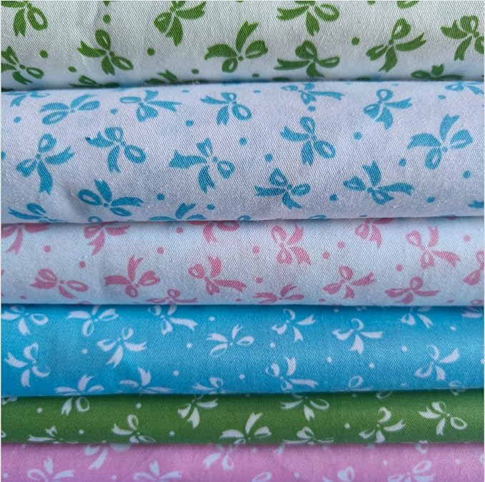 9.8" x 9.8"(25 * 25CM) Cotton Fabric DIY Making Supplies Quilting Patchwork Fabric Fat Quarter Bundles DIY for Quilting Cotton Patchwork Cushions (Bow Mix, 9.8" x 9.8")