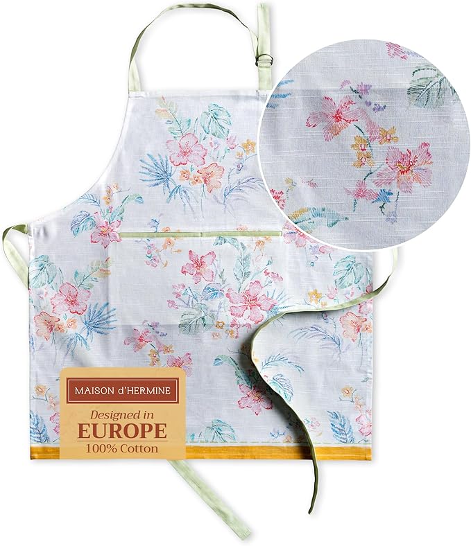 Maison d' Hermine 100% Cotton Apron for women with Pocket Kitchen Chef Apron for Men Cooking Spring Summer