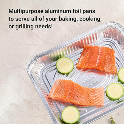 Aluminum Pans Half Size, 9X13, Extra Heavy Duty Disposable Foil Pans For Baking (10 Pack) Roasting & Chafing, Deep Tin Foil Bakeware, Steam Table Tray, Cookware, Food Prepping, Cake & Oven Pan