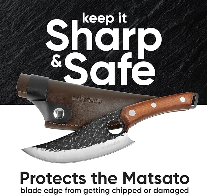 Matsato Kitchen Knife Leather Sheath, Japanese Steel Chef's Knife Holder for Cutting and Chopping, 6.3 Inch Knives Holder