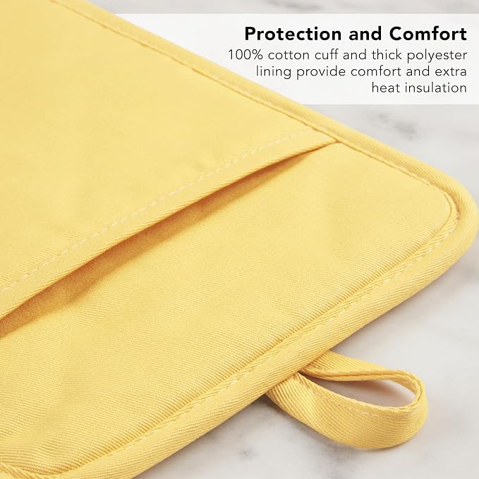 KITCHENAID Ribbed Soft Silicone Pot Holder 2-Pack Set, 2025 Color of the Year, Butter Yellow, 7"x9"