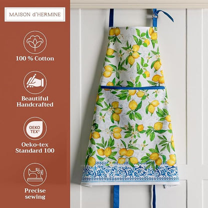 Maison d' Hermine 100% Cotton Apron for women with Pocket Kitchen Chef Apron for Men Cooking Spring Summer