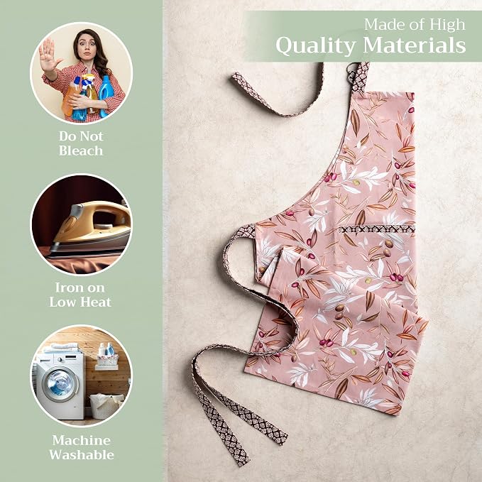 Maison d' Hermine 100% Cotton Apron for women with Pocket Kitchen Chef Apron for Men Cooking Spring Summer