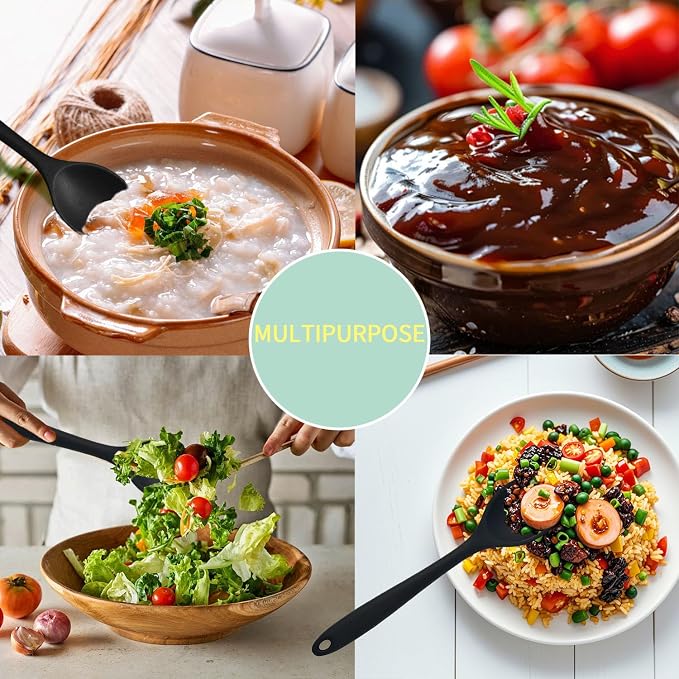4 Pcs large Silicone Spoons 10.6 inches Mixing Spoons for cooking,Heat Resistant Spoons, Mixing Spoons for Kitchen Cooking Baking Stirring Mixing Tools (Large 4pcs)