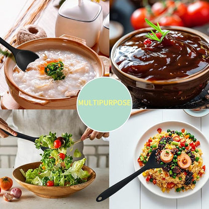 4 Pcs large Silicone Spoons 10.6 inches Mixing Spoons for cooking,Heat Resistant Spoons, Mixing Spoons for Kitchen Cooking Baking Stirring Mixing Tools (Large 4pcs)
