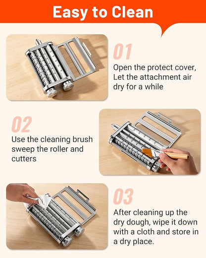 Pasta Maker Attachment for KitchenAid Mixers, Pasta Attachments 3 in 1 Set Included Dough Roller, Spaghetti and Fettuccine Cutters, Noodle Maker Accessory