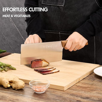 SHI BA ZI ZUO 2 PCS Chinese Kitchen Knife and Santoku Knife Kitchen Knife Set Chef Knife for Cutting Meat and Vegetables,with Ergonomic Design Wooden Handle