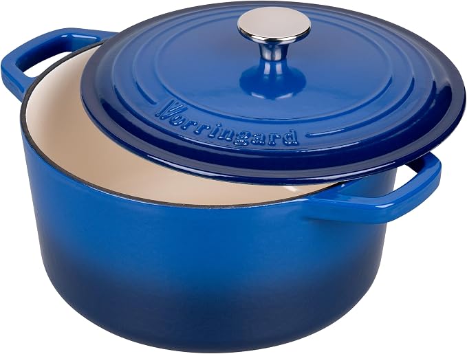 VORRINGARD Enameled Cast Iron Dutch Oven Pot with Lid, for Bread Baking, Round Bread Oven- include Sourdough Bread Baking Supplies Set, 4.5QT, Blue
