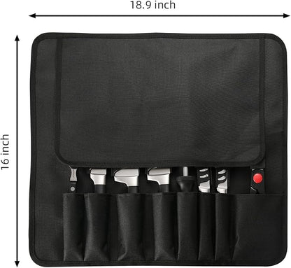 Knife Set Roll Bag, 8 Pieces German High Carbon Stainless Steel Chef Knives with Hollow Handle, Portable Knife Roll Storage Bag, Blade Guards, Kitchen Shears for Outdoor Camping Travel