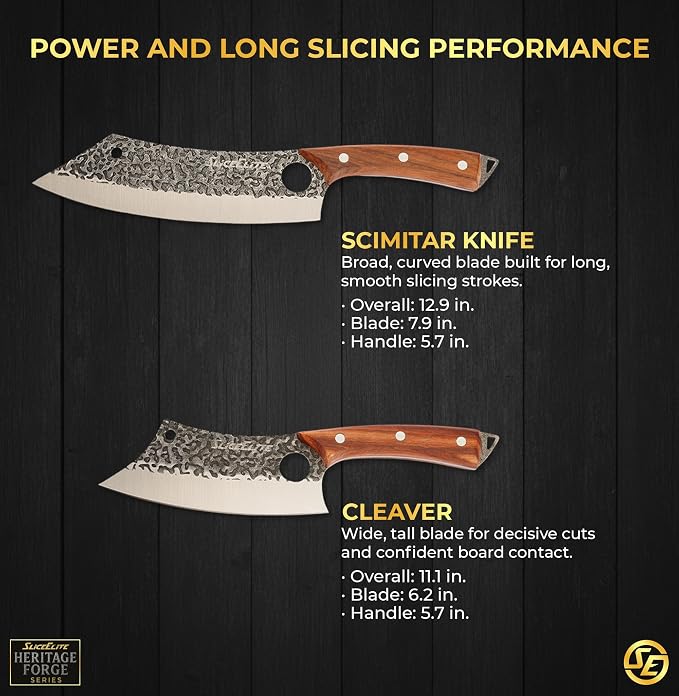 6 Piece Butcher Knife Set Leather Roll Father’s Day Gift For Dad Serbian Chef Viking Cleaver Boning Scimitar Kiritsuke Knives Hammered Pattern Forged Steel Meat Cutting Knives Kitchen Knife BBQ Prep