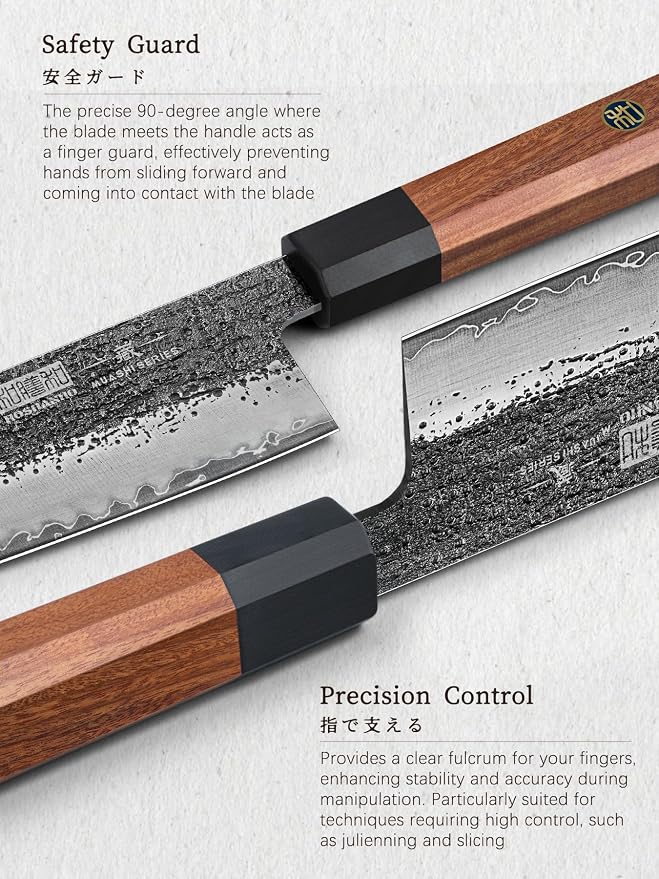 HOSHANHO 7 Inch Nakiri Knife, Japanese High Carbon Steel Vegetable Cleaver Knife, Professional Meat Vegetable Chef Knife with Ergonomic Rosewood Handle