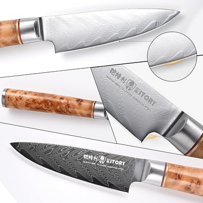 Damascus Paring Knife 3.5”, Peeler for Fruit, 73 Layers Damascus Steel Small fruit Knife with 10Cr15CoMoV Cutting Core, White Shadow Wood Handle, for Home & Restaurant, 2026 Gift