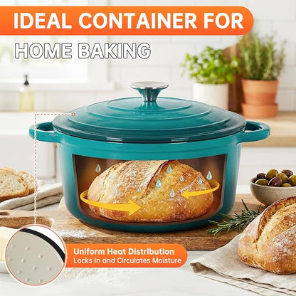 LIFERUN Nonstick Enameled Cast Iron Cookware Set, 7Pcs Pots and Pans Set, Gas/Induction Dutch Oven Set, PFOA & PFAS Free