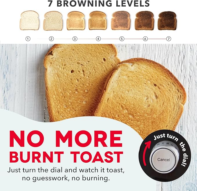 Dash Clear View Toaster, 10.5" Long Slot 2 Slice Toaster with See-Through Glass Window, 7 Browning Levels, Bagel, Defrost & Reheat Functions, Removable Glass Panel, Crumb Tray - Black
