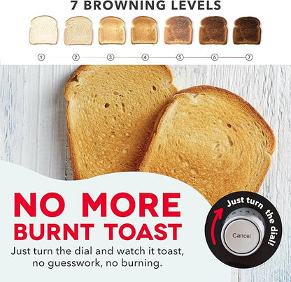 Dash Clear View Toaster, 10.5" Long Slot 2 Slice Toaster with See-Through Glass Window, 7 Browning Levels, Bagel, Defrost & Reheat Functions, Removable Glass Panel, Crumb Tray - Black