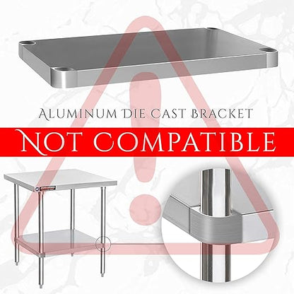 DuraSteel Galvanized Under Shelf for Work Tables - Extra Adjustable Lower Shelf for 24" x 60" Stainless Steel and Wooden Worktables - Fits for use in Restaurant, Warehouse, Home, Kitchen, Garage
