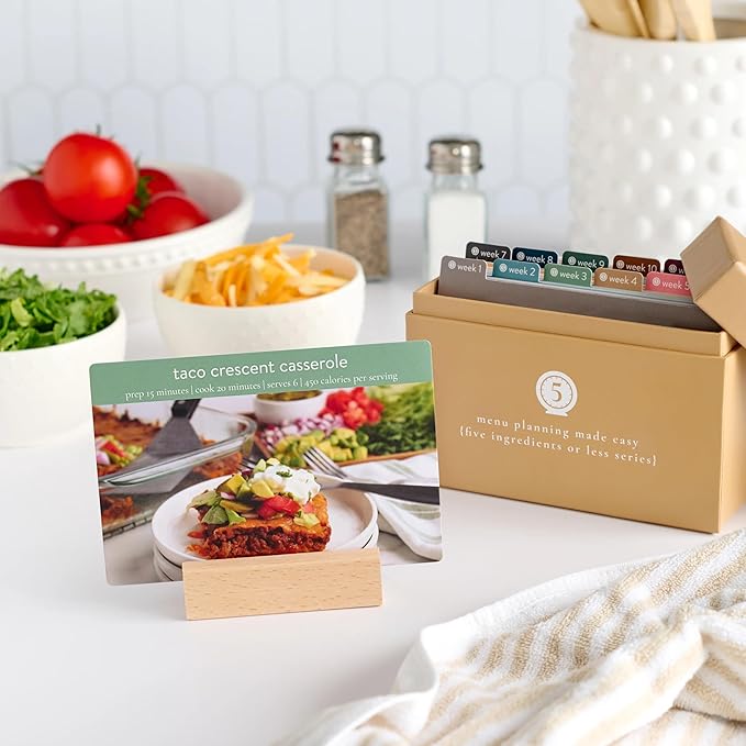 PPP Meal Planner with 72 Recipe Cards (5 Ingredients or Less – Photo Edition) | Weekly Menu Planner | Sturdy Box | 12 Reusable Grocery Lists | 5 Blank Recipe Cards | Card Protector | Recipe Ideas