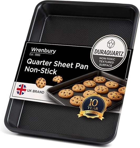 Wrenbury Quarter Sheet Pan - Carbon Steel Non-Stick ¼ Cake Baking Tray - Non Toxic Cookie Pan for Traybake - 13” x 9”