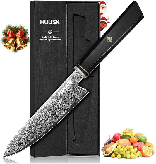 Huusk Damascus Utility Knife Japanese, Gifts for Men Women