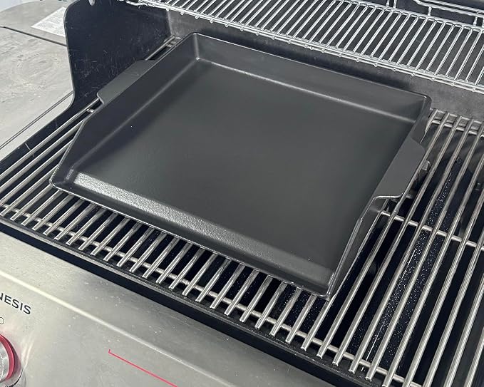BBQ Future Universal Griddle for Gas Grill with spatula set, 18" x 14" Nonstick Cast Iron Outdoor Gas Grill Griddle Insert, Large BBQ Flat Top Plate fits Electric/Stove Accessories