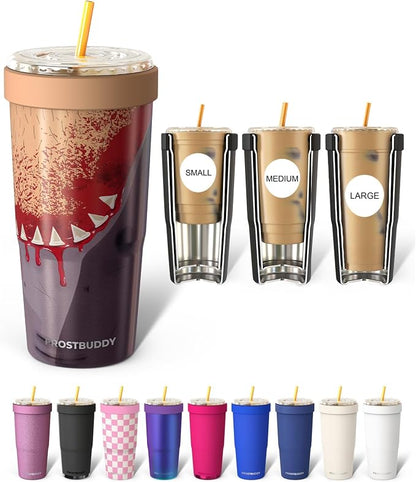 Frost Buddy Togo Buddy 30 oz Stainless Steel Vacuum Insulated Tumbler To Go Coffee Cup – Iced Coffee Sleeve, Travel Mug, Thermal Cup for Hot & Cold Drinks, Dunkin Cup (Snacktime)