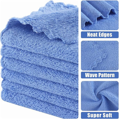 Kitinjoy 24 Pack Kitchen Cloths Dish Towels (7" x 9", Sky Blue), Super Soft and Absorbent Dish Cloths, Nonstick Oil Fast Drying Coral Velvet Microfiber Cleaning