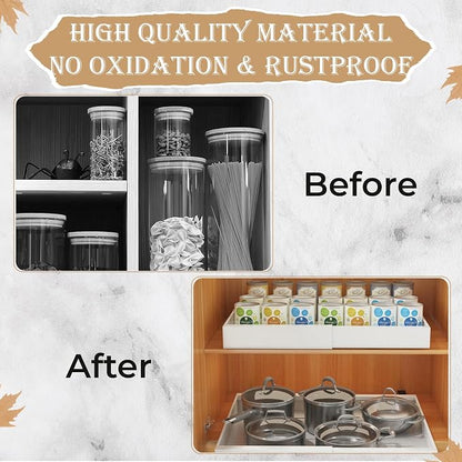 Pull Out Cabinet Organizer -Expandable – 12.56 x 18.89 Inch Pots And Pans Organizer Under Cabinet – Heavy Duty Carbon Steel Pull Out Drawers – Easy Installation No Screw Adjustable Cabinet Drawers