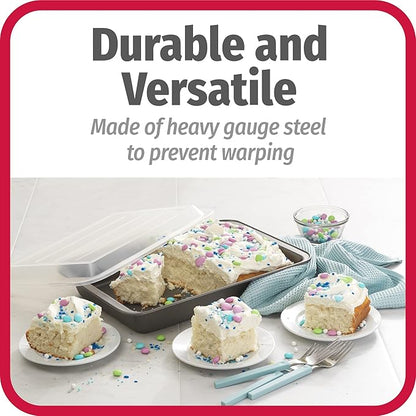 GoodCook Set of 2 Nonstick Steel 13" x 9" Cake Baking Pans with Covers,Gray,(Pack of 6)