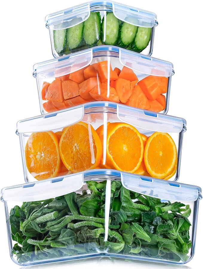 NUTRIUPS 112oz/68/34/17oz Large Glass Food Storage Containers with Airtight Lids, Square Meal Prep Container Set, Easy-Open Vented Lid, Oven Safe Baking Dish