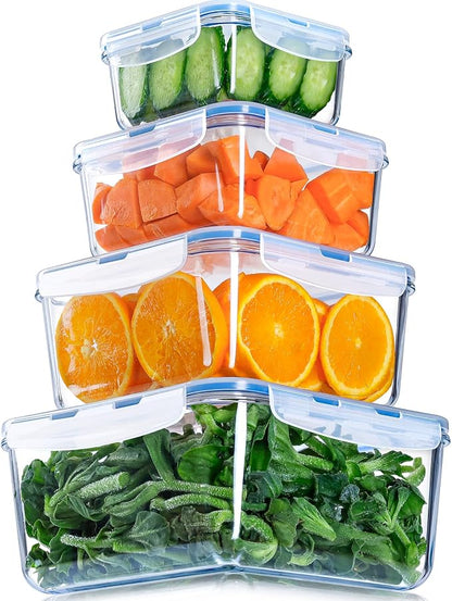 NUTRIUPS 112oz/68/34/17oz Large Glass Food Storage Containers with Airtight Lids, Square Meal Prep Container Set, Easy-Open Vented Lid, Oven Safe Baking Dish