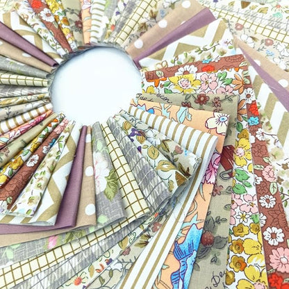 84 Pcs Jelly Roll Fabric Strips for Quilting Sewing 2.6 Inch Precut Cotton Floral Fabric Strips Bundles DIY Sewing Supplies Brown